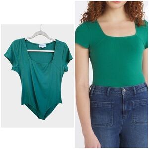 Kaileigh x Stitch Fix Green Square Neck Bodysuit, XL